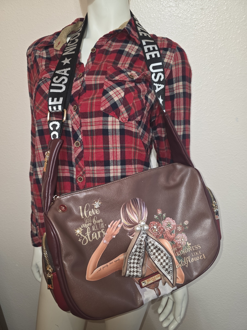 Nicole Lee USA Graphic Crossbody Shoulder Bag